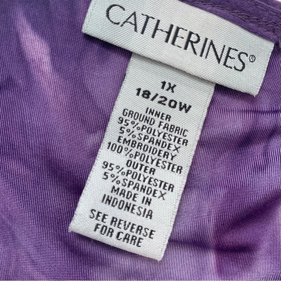 Catherines Top Woman 1X Purple  Stretch Knit Faux Twin Sequins Scoop Neck - Picture 5 of 8